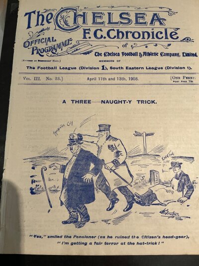 1907 - 1908 Chelsea v Preston + Clapton Orient Football Programme: Ex bound volume with no team changes. Joint programme for matches on 11th + 13th April. (1)