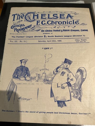 1907 - 1908 Chelsea v Aston Villa Football Programme: Ex bound volume with no team changes for the match on 25th April.