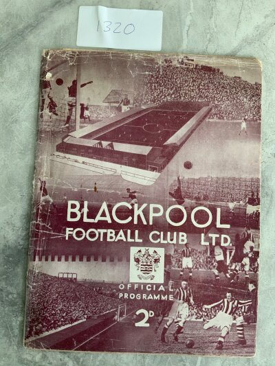 37/38 Blackpool v Preston Football Programme: Fair condition after restoration. Some creasing still evident. League match with no team changes.