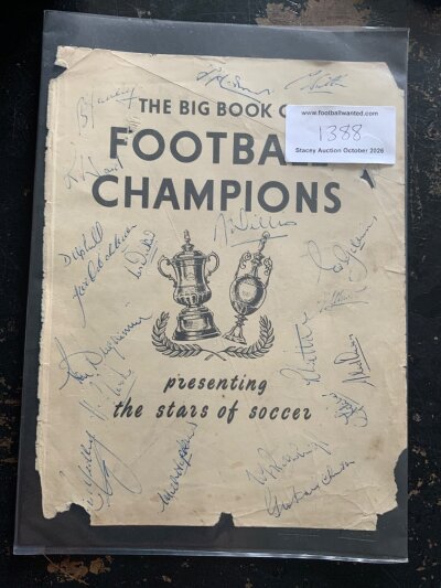 Tottenham Signed Football Page: Includes Duquemin Clarke Ward Hopkins Dicker Willis Medley Uphill Gibbins Ditchburn Witton and others on a page. Tatty edges but could be trimmed so not to affect any of the 20 autographs.