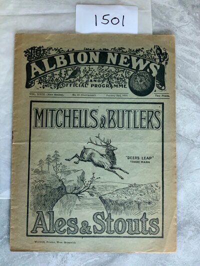 1931 - 1932 West Brom v Arsenal Football Programme: Division 1 match programme in excellent condition with no team changes.