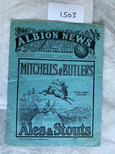 1933 - 1934 West Brom v Arsenal (Champions) Football Programme: Division 1 match programme in excellent condition with no team changes.