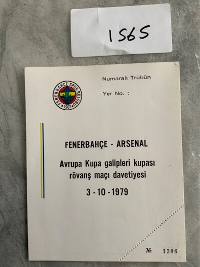 79/80 Fenerbache v Arsenal UEFA Cup Football Ticket: Excellent condition unused ticket with perforation still attached.