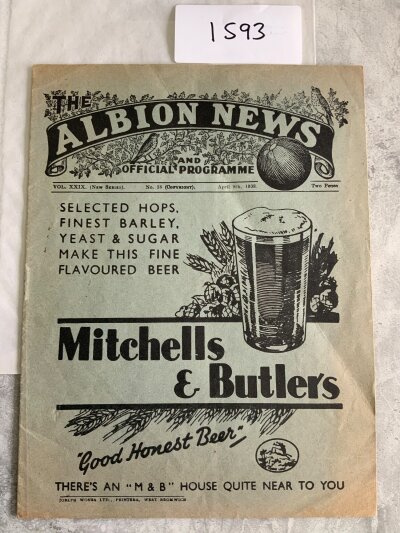 37/38 West Brom v Brentford Football Programme: Fair/good condition league programme with no team changes.