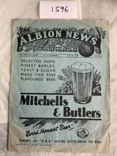 38/39 West Brom v Millwall Football Programme: Good condition league programme with no team changes.