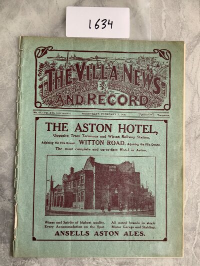 1925 - 1926 Aston Villa v Leeds United Football Programme: Excellent condition league programme with no team changes. Ex bound with covers intact.
