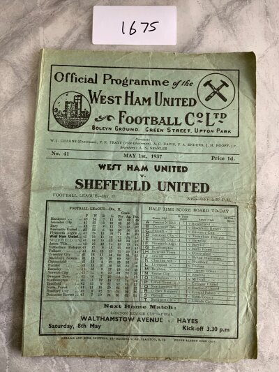 36/37 West Ham v Sheffield United Football Programme: Good condition division two programme with no team changes. Creasing.