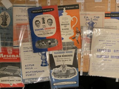 FA Cup Semi Final Football Programme Collection: incomplete run from 1948 to modern in mainly very good condition. Includes 48 Derby v Manchester United folded, 1949 Portsmouth v Leicester, 1950 Everton v Liverpool, 1951 Birmingham v Blackpool + replay, Newcastle v Wolves and many more without duplication. (130+)