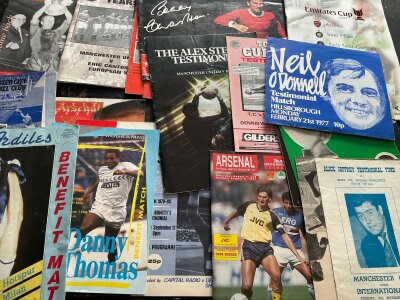 Friendlies + Testimonial Football Programmes: From the 60s onwards with good Arsenal Arsenal and Tottenham content. Instructions to sell. (175)