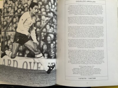Tottenham Signed Player By Player Football Book: Personally collected by vendor at events he sometimes organised. 1993 is dedicated to vendor by writer Ivan Ponting. Other signatures are undedicated and throughout the book. Includes Sheringham Anderton C Allen Mabbutt Stevens Roberts Brazil Hazard Galvin Villa Ardiles and many double players.