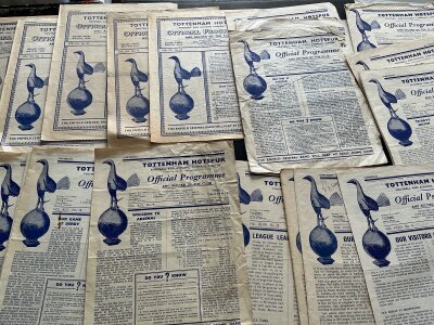 Tottenham Home Football Programmes: From 48/49 to 55/56 in fair condition to include 5 from the 40s. (28)