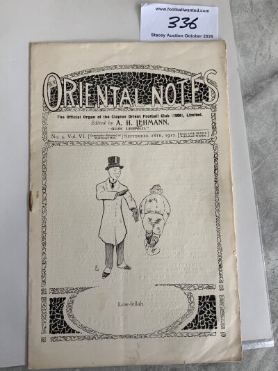 1912 - 1913 Clapton Orient v Glossop Football Programme: League division 2 match with an incredibly rare chance to find a Glossop league programme a few seasons before they were relegated and never re elected. Excellent condition with no team changes.