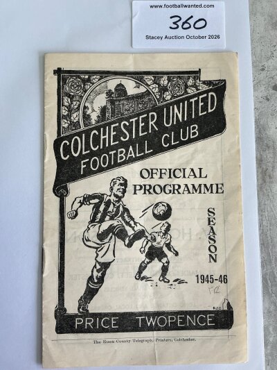 45/46 Colchester United v Guildford City Football Programme: Friendly dated 22 9 1945 in very good condition with pencilled team changes.
