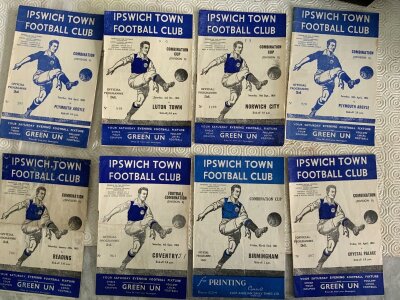 54/55 Ipswich Town Reserve Home Football Programmes: Good condition programmes with 4 having score to cover. (15)