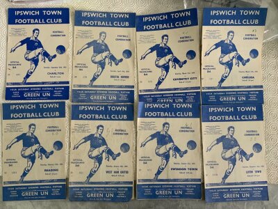 55/56 Ipswich Town Reserve Home Football Programmes: Good condition programmes to include Chelsea Millwall Southend and Norwich. with 8 having score to cover. (13)
