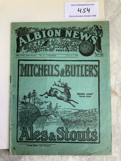 1925 - 1926 West Brom v Tottenham Football Programme: Very good condition programme with pencilled team changes.