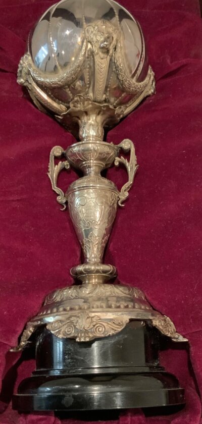 FA Challenge Trophy Presented To Enfield 1987: Stunning exact replica awarded to Enfield for defeating Telford Utd at Wembley on 12 5 1987. Larger trophy was kept for a year. This trophy measures around 9 inches high in original quality box by maker Toye Kenning + Spencer Ltd.
