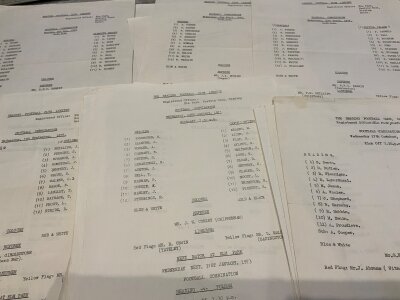 1970s Reading Reserves Single Sheet Football Programmes: From 71/72 to 76/77 which are Football Combination matches the majority not having writing. (25)