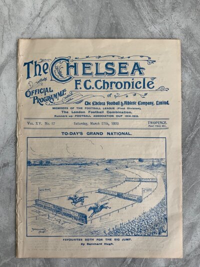 1920 FA Cup Semi Final Football Programme: Bristol City v Huddersfield Town played at Chelsea. Very good condition ex bound with no team changes.