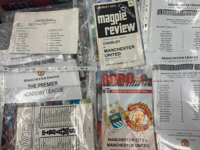 Manchester United Home + Away Reserve + Youth Home Football Programmes: From the mid 70s onwards with duplication in very good condition. (Est 200+)