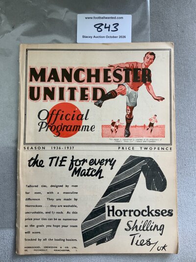1936 - 1937 Manchester United v Middlesbrough Football Programme: Excellent condition ex bound with covers division one programme with no writing. Last home match with great cartoon regarding possible relegation which was forthcoming.