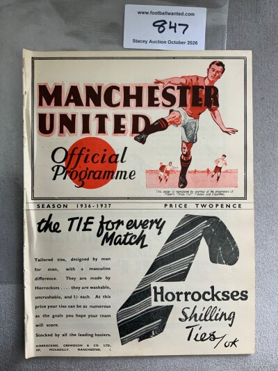 1936 - 1937 Manchester United v Charlton Football Programme: Excellent condition ex bound with covers division one programme with no writing.