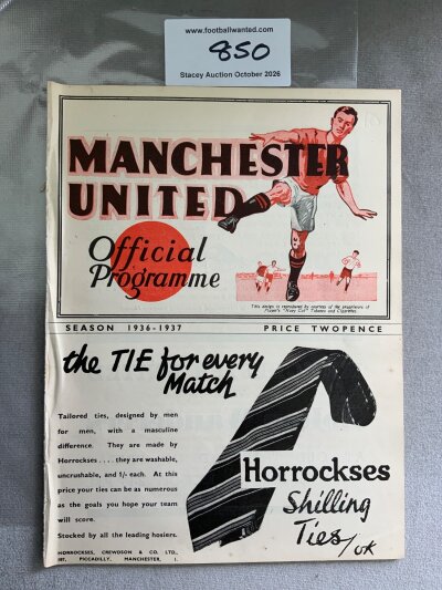 1936 - 1937 Manchester United v West Brom Football Programme: Excellent condition ex bound with covers division one programme with no writing.