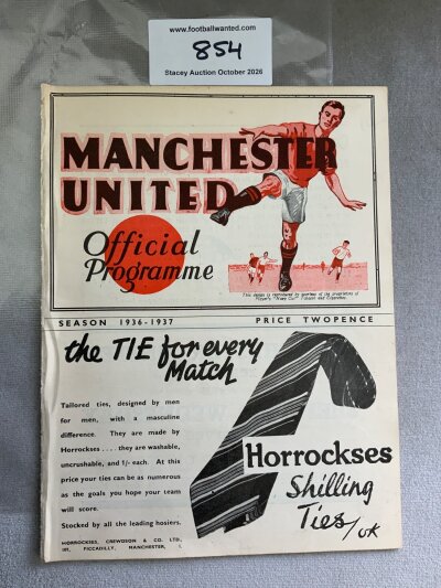 1936 - 1937 Manchester United v Reading FA Cup Football Programme: Excellent condition ex bound with covers programme with no writing.
