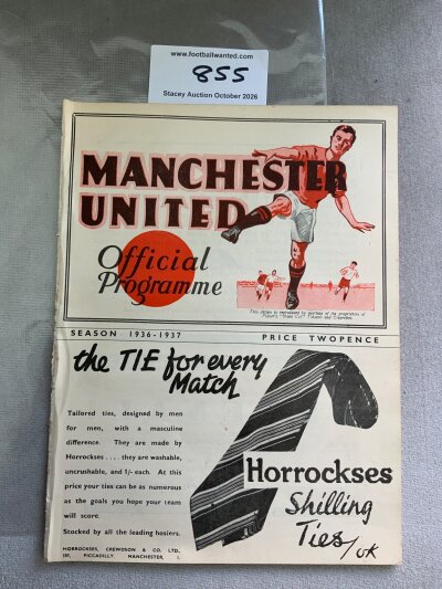 1936 - 1937 Manchester United v Preston Football Programme: Excellent condition ex bound with covers division one programme with no writing.