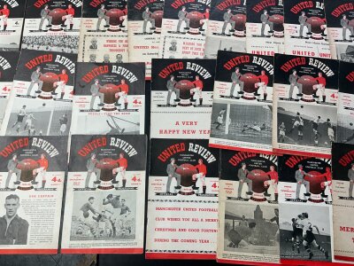 Manchester United 1950s Home Football Programmes: 51/52 Tottenham Man City Fulham Bolton, 53/54 x 12, 54/55 x 10. Good. (26)