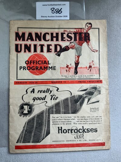 1938 - 1939 Manchester United v Grimsby Town Football Programme: Good condition division one programme with no team changes.