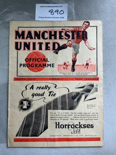 1938 - 1939 Manchester United v Aston Villa Football Programme: Very good condition division one programme with no team changes.