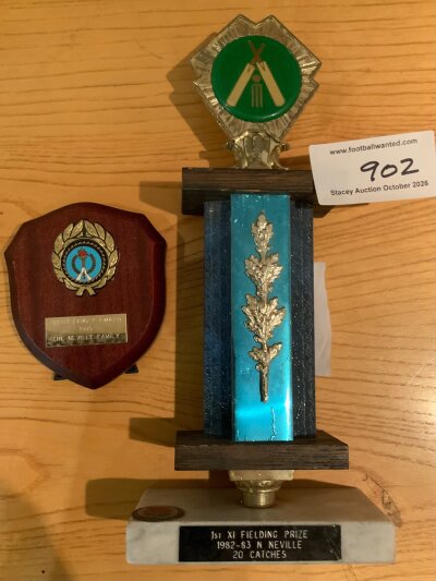Gary Phil + Neville Manchester United Family Cricket Medals: 1st team 20 catches trophy awarded to Neville Neville in 82/83 and a Sport Family Award issued in 1995 to the Neville Family which included Phil. (2)