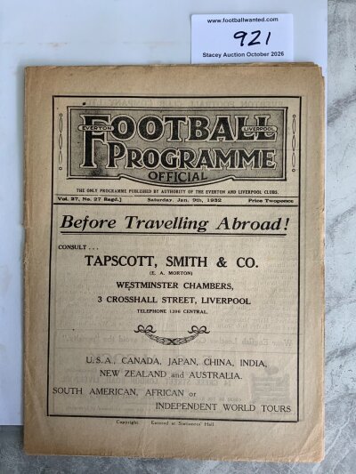 31/32 Everton v Liverpool FA Cup Football Programme: Very good condition ex bound programme with no team changes.