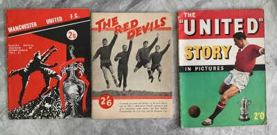 Manchester United Football Memorabilia: Excellent condition brochures for 66/67 promotion, 56/57 Red Devils, 1958 United Story In Pictures.