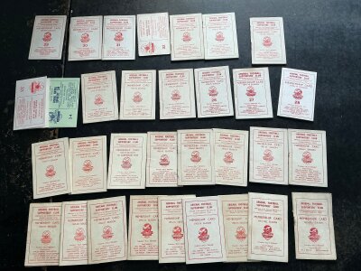 Arsenal Membership Card Collection: Complete run from 50/51 to 82/83 in good condition. (33) Comes with  fixture lists and Stewards handbooks mainly from the 70s and 80s.