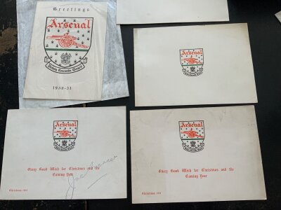 Arsenal Christmas Card Collection: Official cards sent by Arsenal from 50/51 to modern. These were sent mainly to the vendor and are sometimes signed by staff and occasionally by the team or individual players. No duplication. (56)