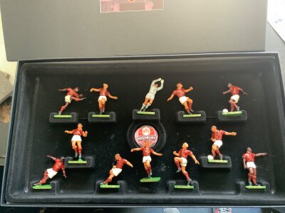 Arsenal 2006 Boxed Football Figures: Hand made in redcurrant shirts and all identified at base. All 11 players are in the box plus an additional one was made. Rare set.