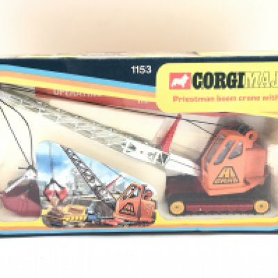 A Boxed Corgi Priestman Boom Crane With Grab #1153.