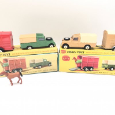 2 X Boxed Corgi Gift Set #2 Land Rover With Rices Pony Trailer and Pony. 1 Is Restored and in Repro Box.