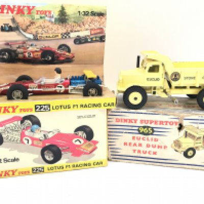 A Boxed Dinky Lotus F1 Racing Car #225 and a Euclid Rear Dump Truck #965. No Reserve.