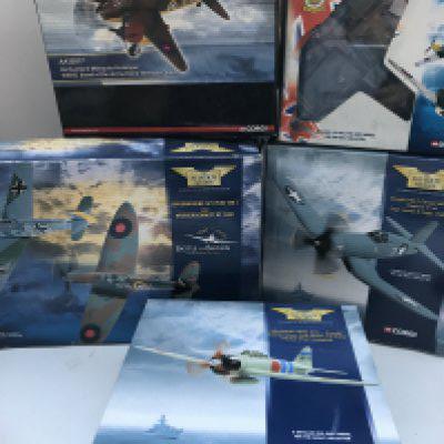 4 Boxed Corgi Aviation Archive Aircraft. A Mitsubishi Zero. A Vought Corsair. And Battle Of Britain.