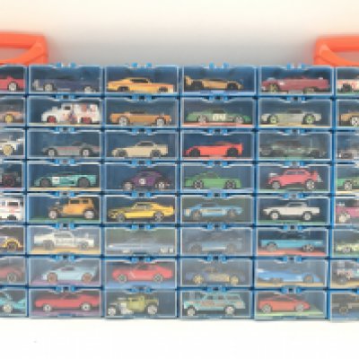A Collection of Hot Wheels Cars In a multibrick Car Case. No Reserve.