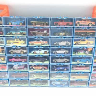 A Collection of Hot Wheels Cars In a multibrick Car Case. No Reserve.