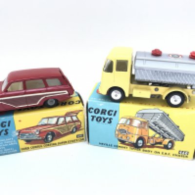 A Boxed Corgi Ford Consul Cortina Super Estate Car #491 and a Neville Cement Tipper Body On ERF Chassis. No Reserve.