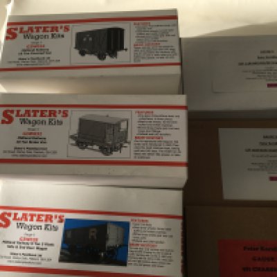 A collection of 3 gauge Model railway boxed wagon kits by Slaters including G3W024..028..032. Also 3x boxed by Peter Korzilius. No reserve