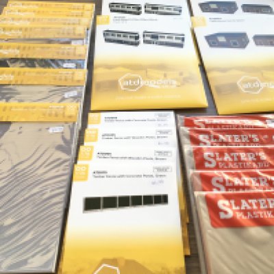 A collection of 20 packs contains materials to create model scenes such as a railway layout. This grouping has cardboard models and textured sheets..such as brickwork and slate roofing etc.