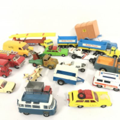 A Collection of Playworn Plastic and Diecast including Corgi. Matchbox etc.