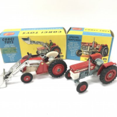 A Boxed Corgi Massey-Ferguson 165 Tractor With Shovel #69 and a Massey-Ferguson 165 Tractor #66
