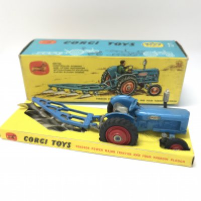 A Boxed Corgi Gift Set #13 a Fordson Power Major Tractor And Four Furrow Plough.